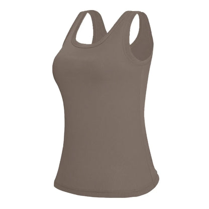 Esselegance Ribbed Workout Tank Tops for Women with Built in Bra Tight Racerback Scoop Sports Tank Neck Athletic Top for Summer and All Seasons Womenswear Bras