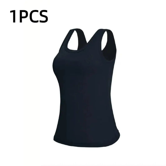 Esselegance Ribbed Workout Tank Tops for Women with Built in Bra Tight Racerback Scoop Sports Tank Neck Athletic Top for Summer and All Seasons Womenswear Bras