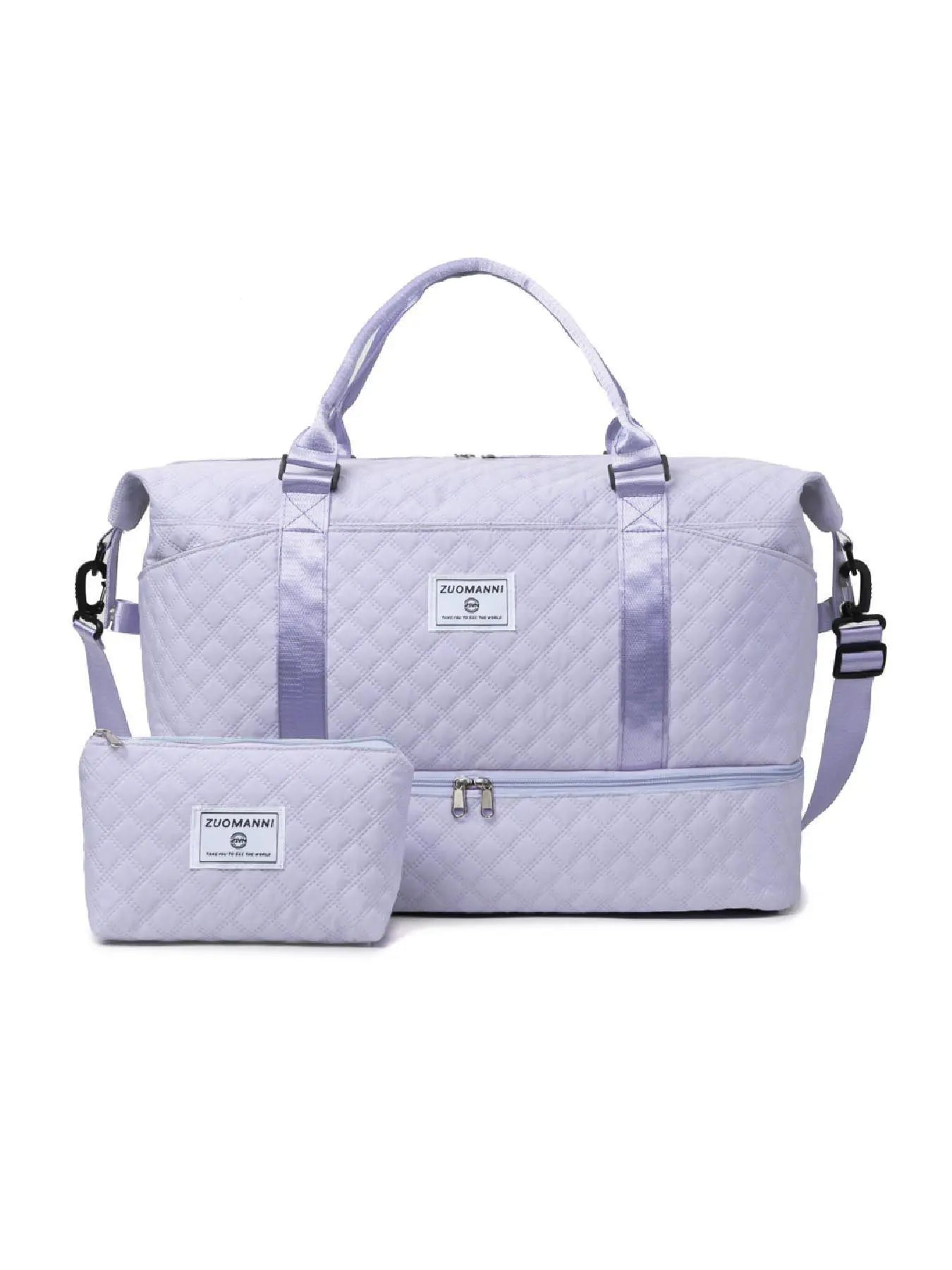 Large Capacity Travel Bag Set, Letter Pattern Zipper Travel Bag with Shoe Compartment, Casual Sports Fitness Bag for Women & Men, Weekender Travel Set