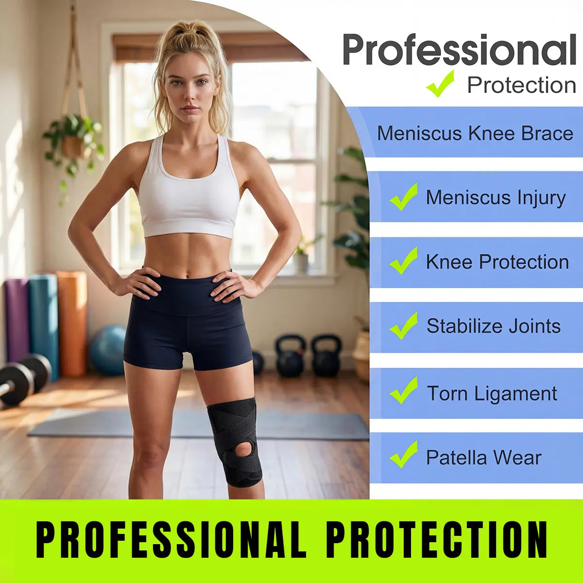 Knee Brace with Side Stabilizers for Meniscal Tear, ACL, MCL, and Arthritis Recovery - Breathable Adjustable Support for Men and Women - Black Compression Wrap