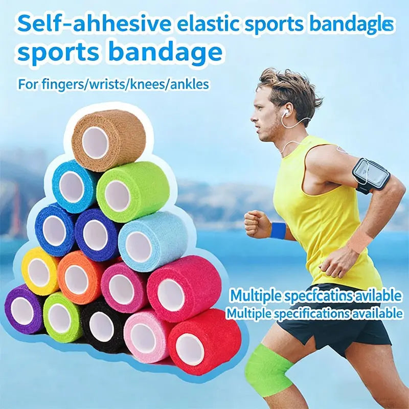 Self-Adhesive Elastic Bandage for Athletic Support in Outdoor Sports, Breathable and Non-Sticky Design for Ankle Stability and Injury Prevention