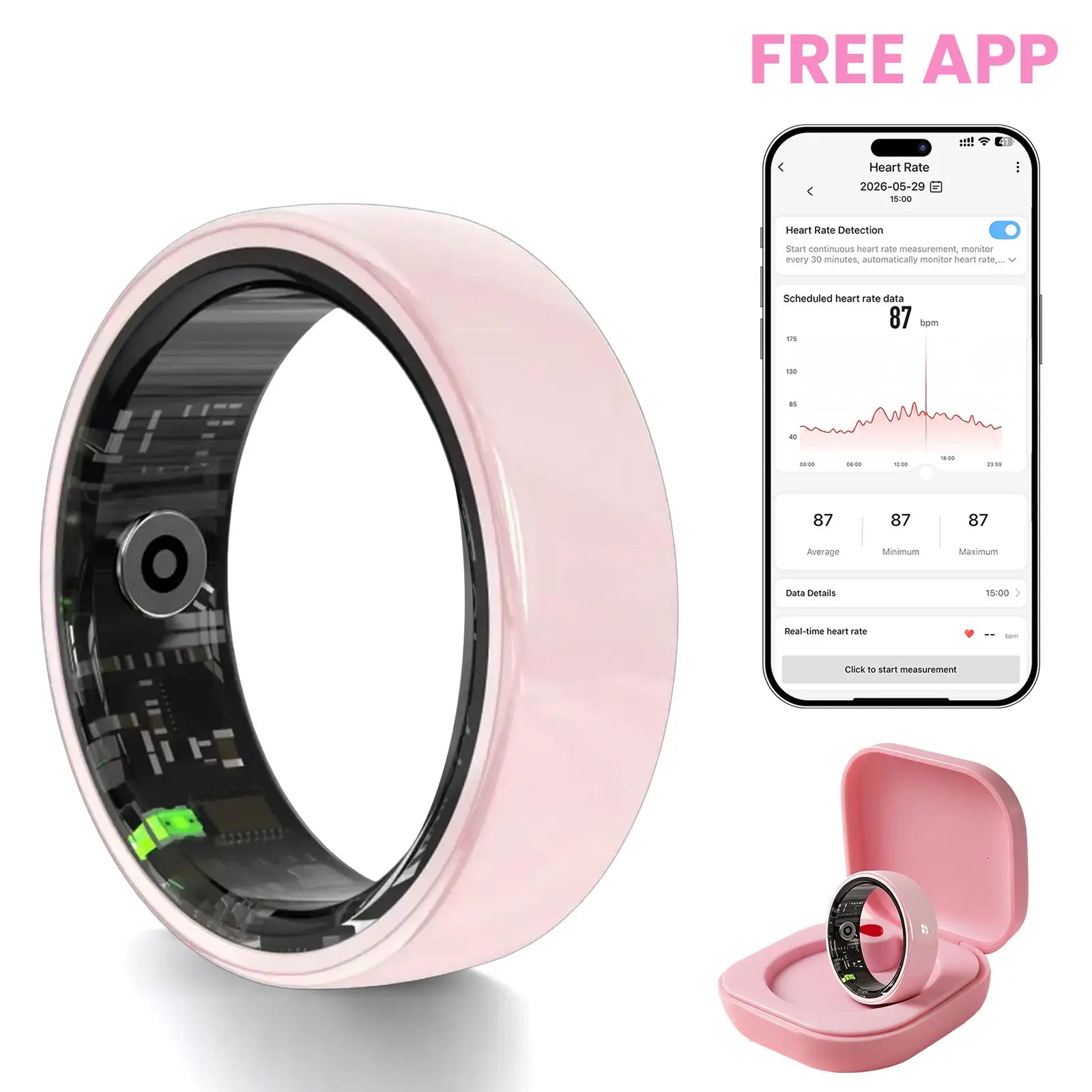 Ceramic Smart Fitness Rings for Men and Women - Waterproof Health Trackers with Heart Rate, Stress, Cycle Monitoring, and Sleep Tracking - IP68 Rated, 5-7 Day Battery Life, Compatible with iOS & Android, Includes Charging Case - Ideal Couple Gift