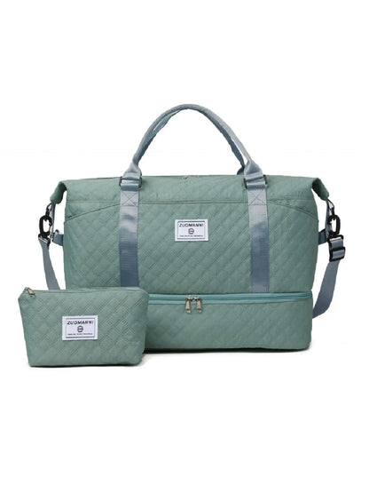 Large Capacity Travel Bag Set, Letter Pattern Zipper Travel Bag with Shoe Compartment, Casual Sports Fitness Bag for Women & Men, Weekender Travel Set