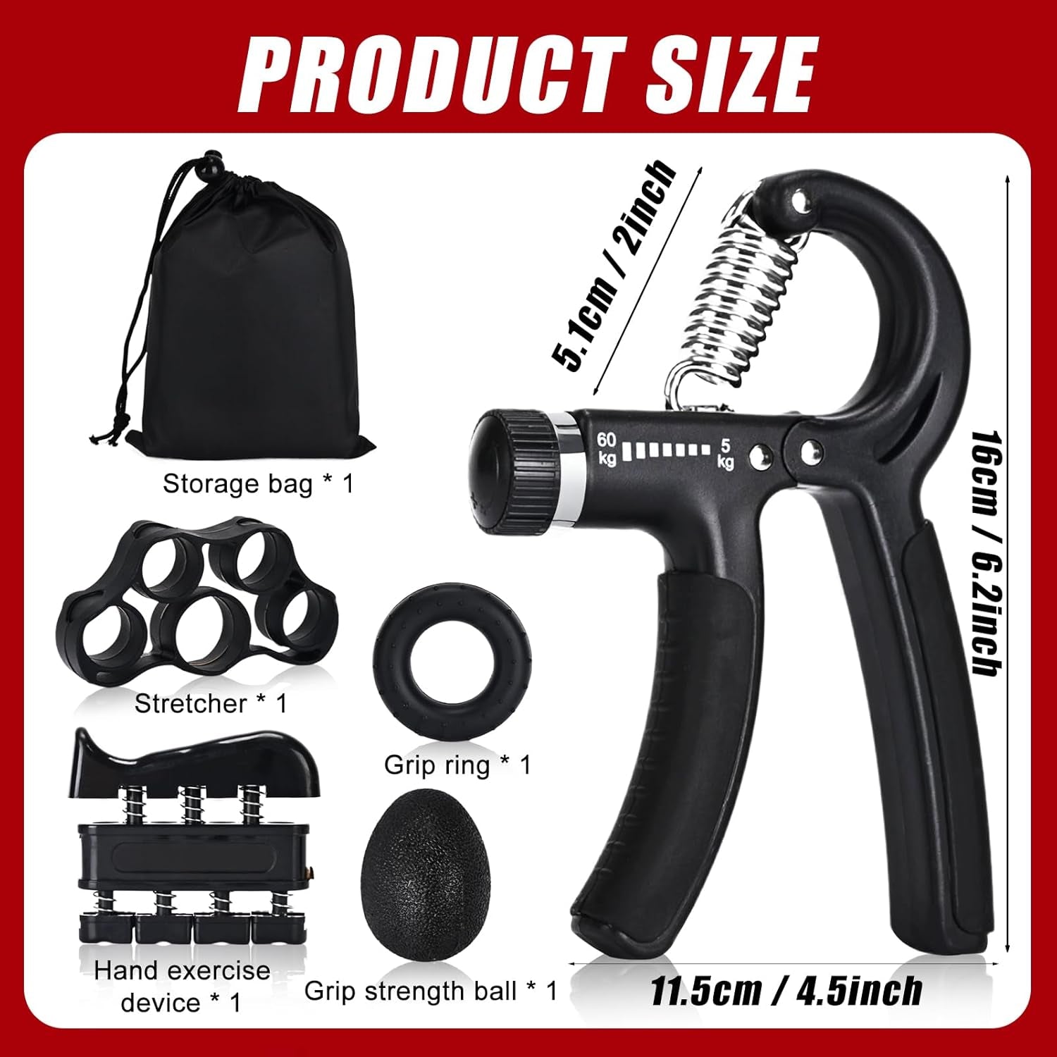 Adjustable Hand Grip Strengthener - 22-132 lbs Resistance Trainer for Forearm Rehabilitation and Strength Training for Athletes, Climbers, and Musicians
