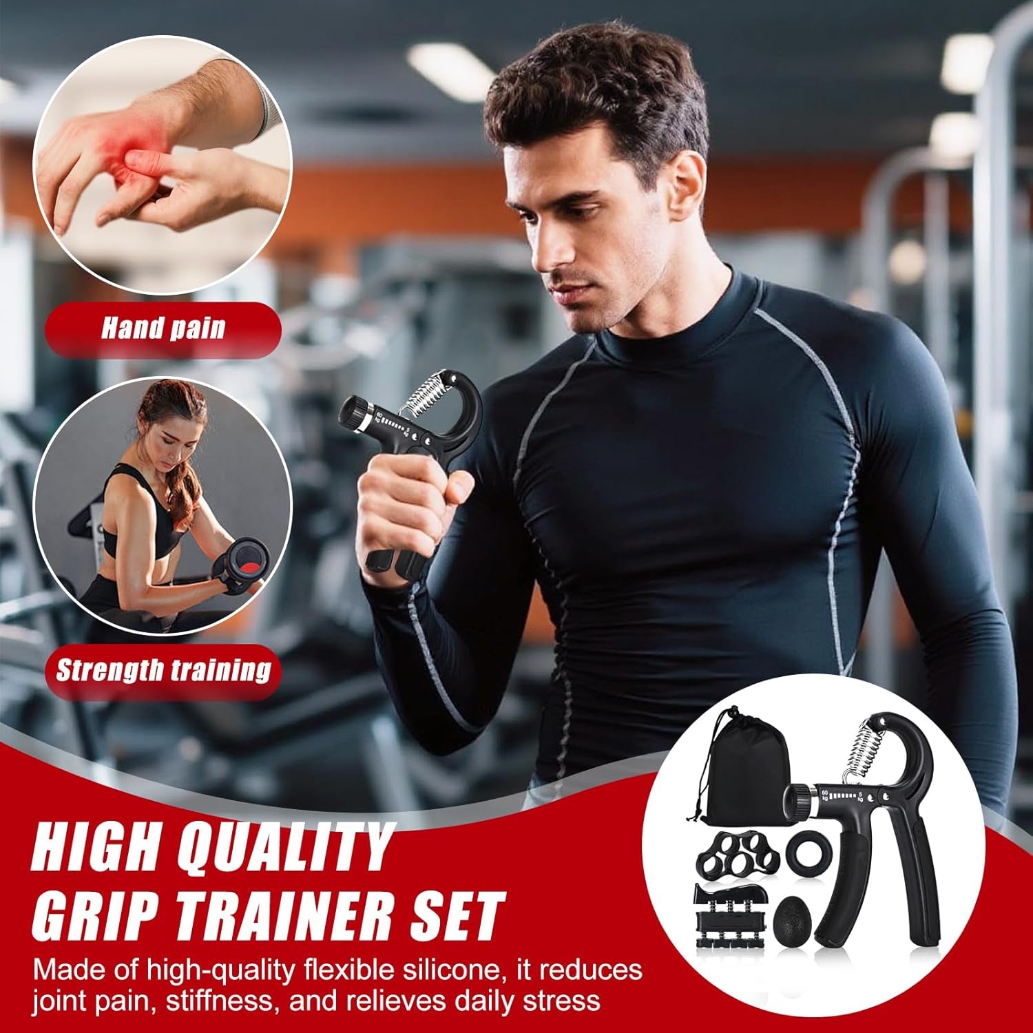Adjustable Hand Grip Strengthener - 22-132 lbs Resistance Trainer for Forearm Rehabilitation and Strength Training for Athletes, Climbers, and Musicians
