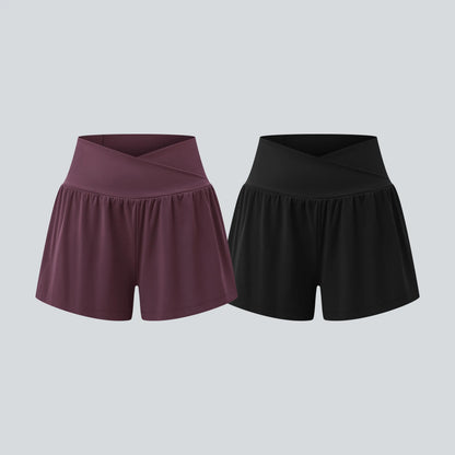 Halara 2-Piece Softlyzero Airy High-Waisted 2-in-1 Cool Touch Yoga Shorts with Pockets, 3-Inch Length