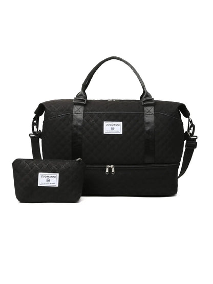 Large Capacity Travel Bag Set, Letter Pattern Zipper Travel Bag with Shoe Compartment, Casual Sports Fitness Bag for Women & Men, Weekender Travel Set