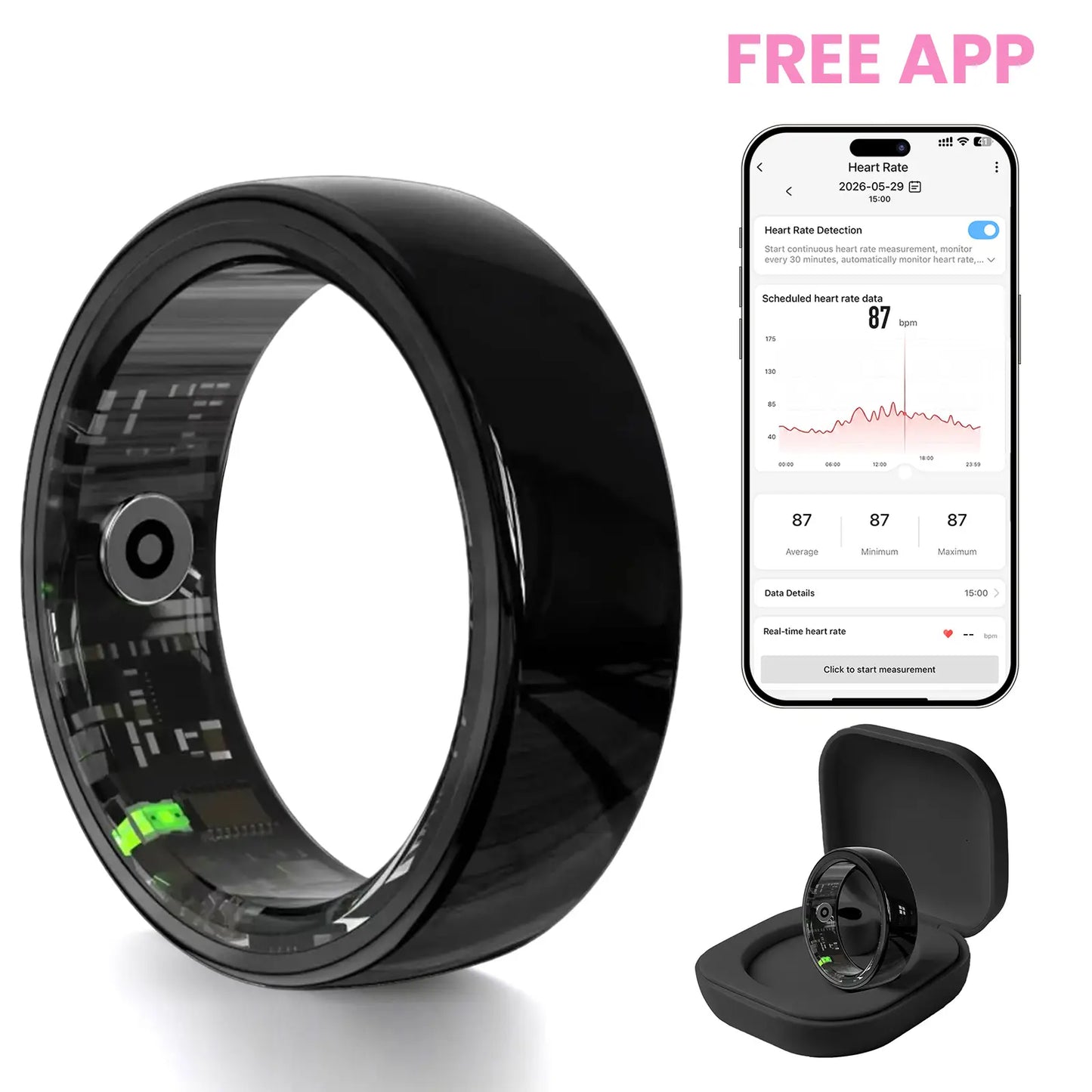 Ceramic Smart Fitness Rings for Men and Women - Waterproof Health Trackers with Heart Rate, Stress, Cycle Monitoring, and Sleep Tracking - IP68 Rated, 5-7 Day Battery Life, Compatible with iOS & Android, Includes Charging Case - Ideal Couple Gift