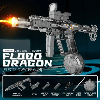 Electric Water Guns for Adults and Children - High-Power Automatic Water Blasters for Summer Fun, Pool and Beach Toys with Realistic Muzzle Flames