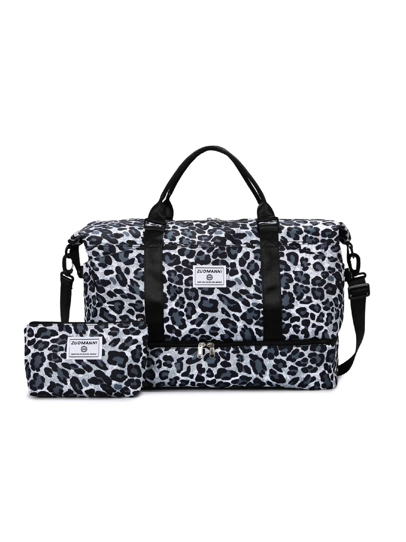 Large Capacity Travel Bag Set, Letter Pattern Zipper Travel Bag with Shoe Compartment, Casual Sports Fitness Bag for Women & Men, Weekender Travel Set