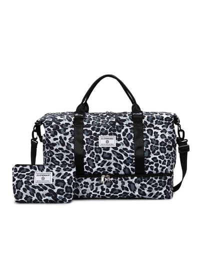 Large Capacity Travel Bag Set, Letter Pattern Zipper Travel Bag with Shoe Compartment, Casual Sports Fitness Bag for Women & Men, Weekender Travel Set