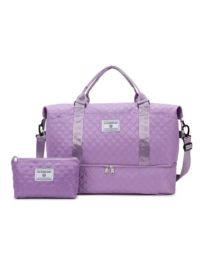 Large Capacity Travel Bag Set, Letter Pattern Zipper Travel Bag with Shoe Compartment, Casual Sports Fitness Bag for Women & Men, Weekender Travel Set