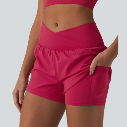 Halara 2-Piece Softlyzero Airy High-Waisted 2-in-1 Cool Touch Yoga Shorts with Pockets, 3-Inch Length