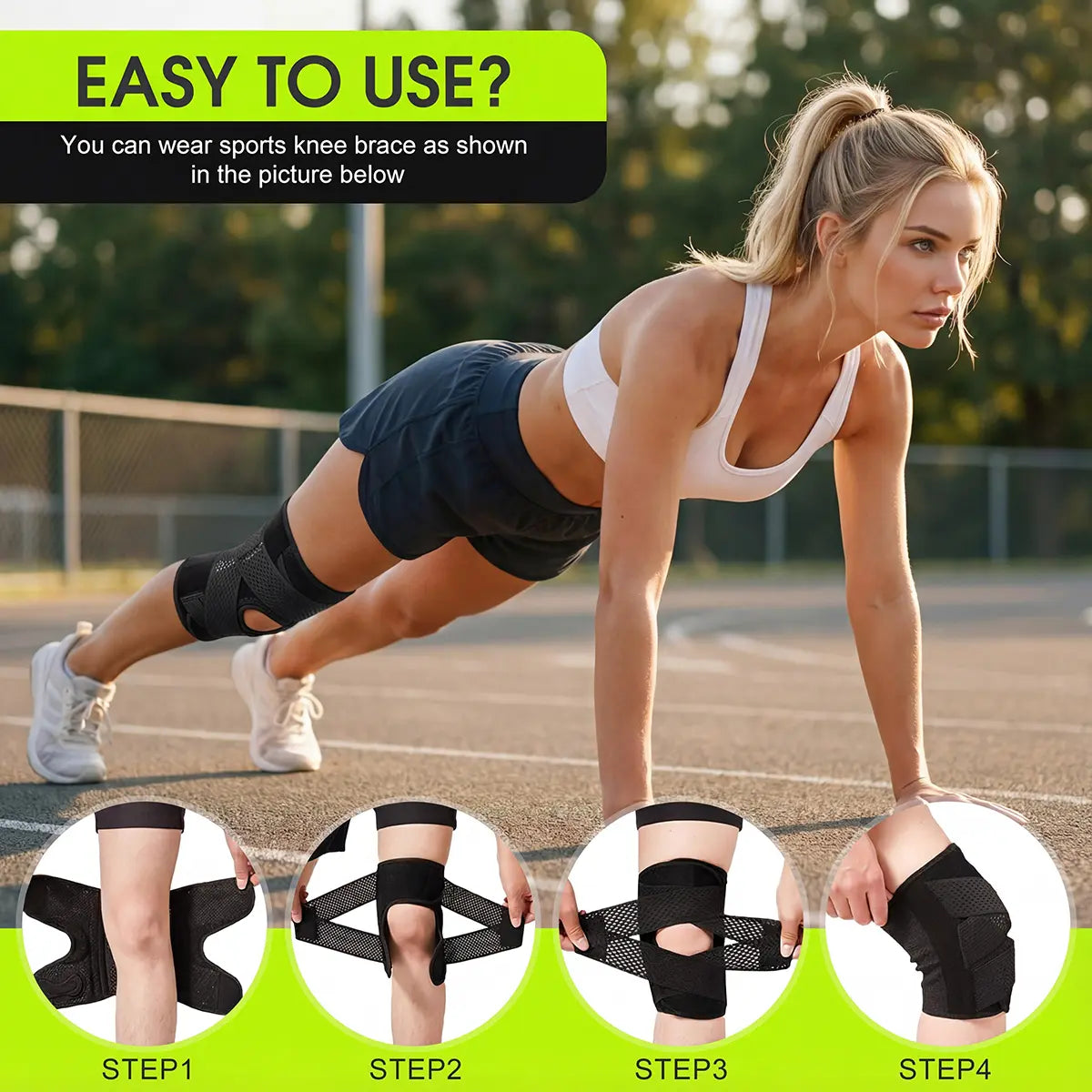 Knee Brace with Side Stabilizers for Meniscal Tear, ACL, MCL, and Arthritis Recovery - Breathable Adjustable Support for Men and Women - Black Compression Wrap